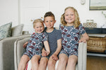 Mebie Baby Americana Floral Ribbed Bamboo Cozy Short Set - 