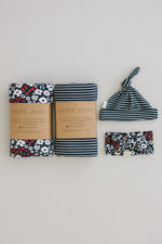 Mebie Baby Americana Floral Ribbed Bamboo Head Wrap - 