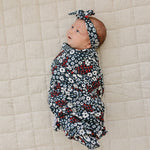 Mebie Baby Americana Floral Ribbed Bamboo Head Wrap - 