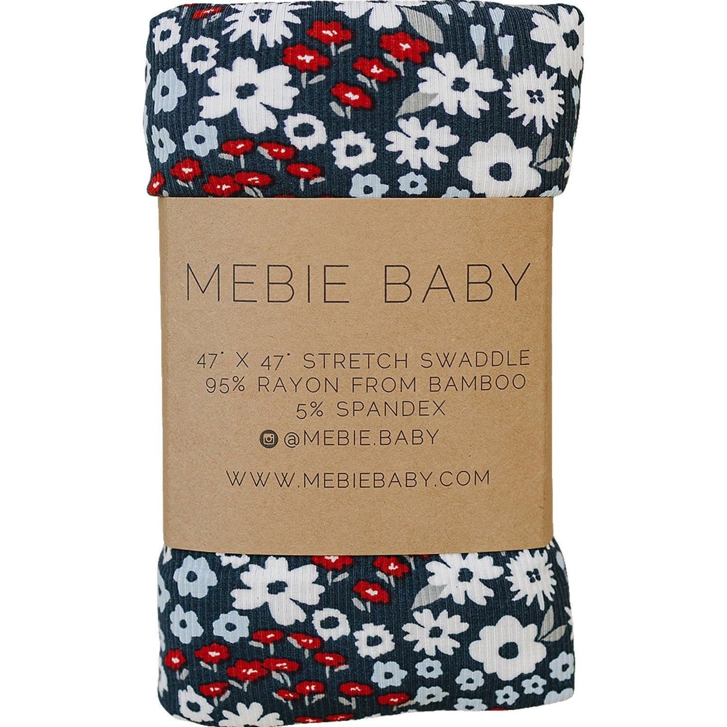 Mebie Baby Americana Floral Ribbed Bamboo Stretch Swaddle - 
