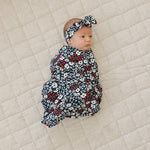 Mebie Baby Americana Floral Ribbed Bamboo Stretch Swaddle - 