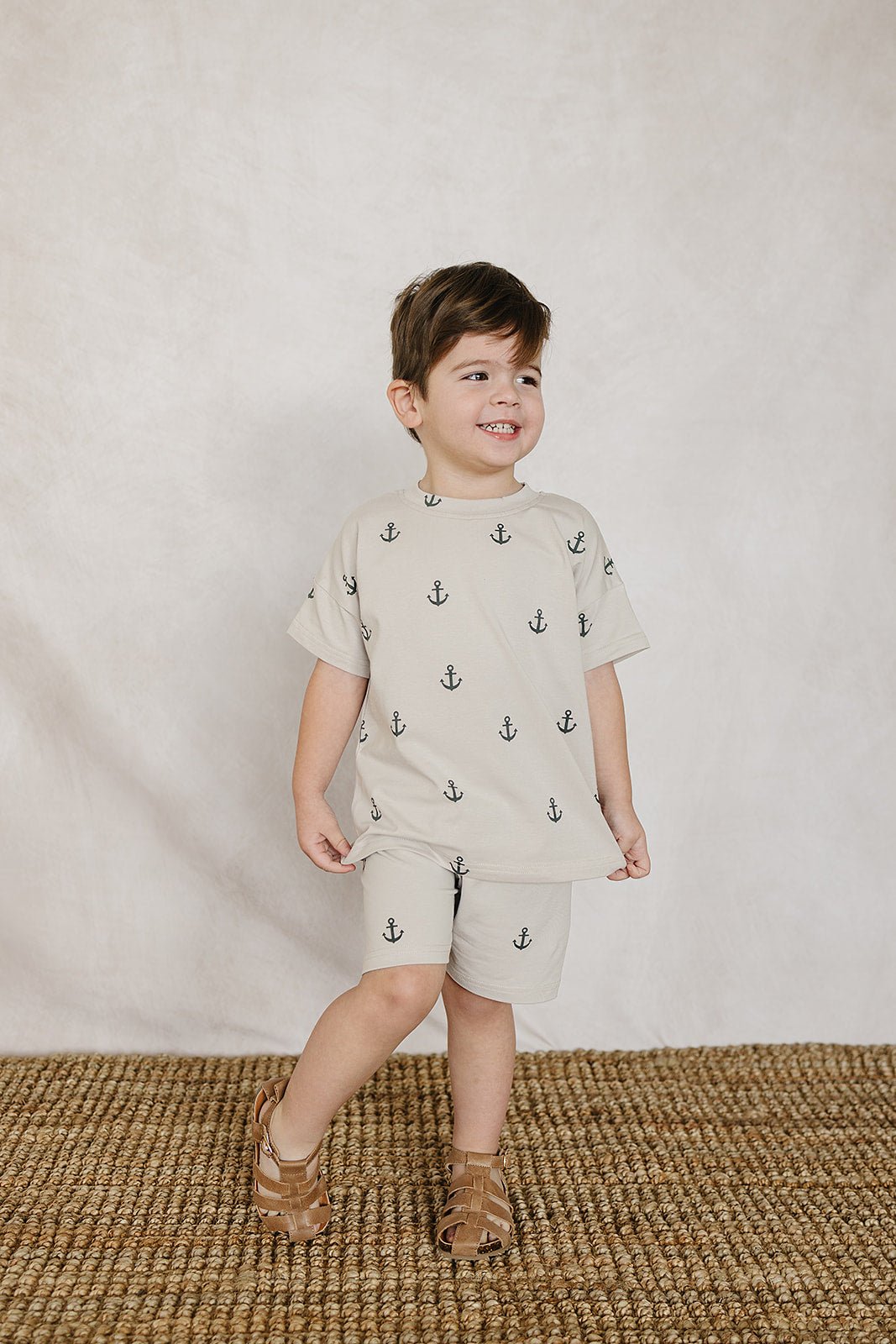 Mebie Baby Anchors Button Short Set - 