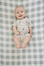 Mebie Baby Anchors Button Short Set - 