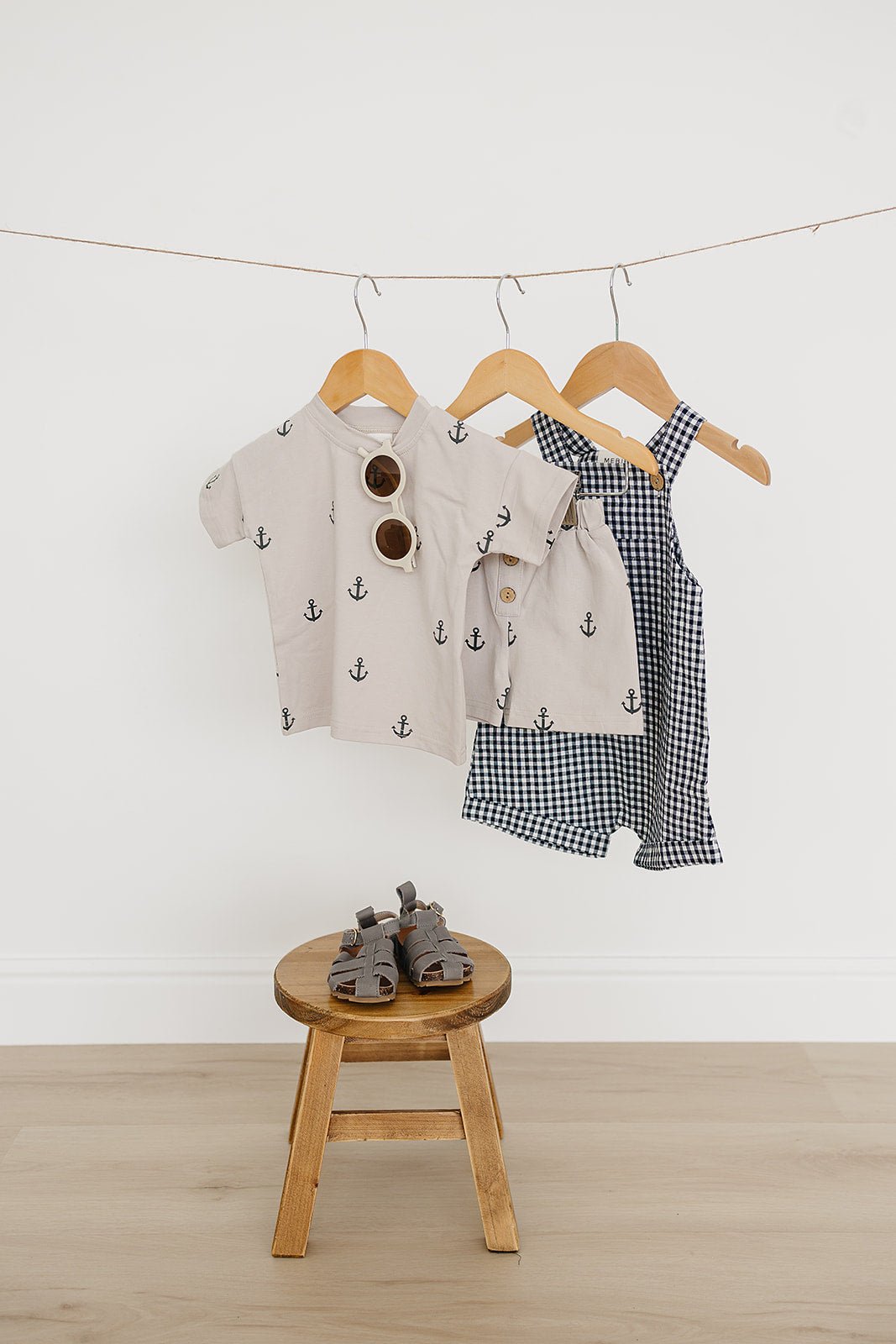 Mebie Baby Anchors Button Short Set - 