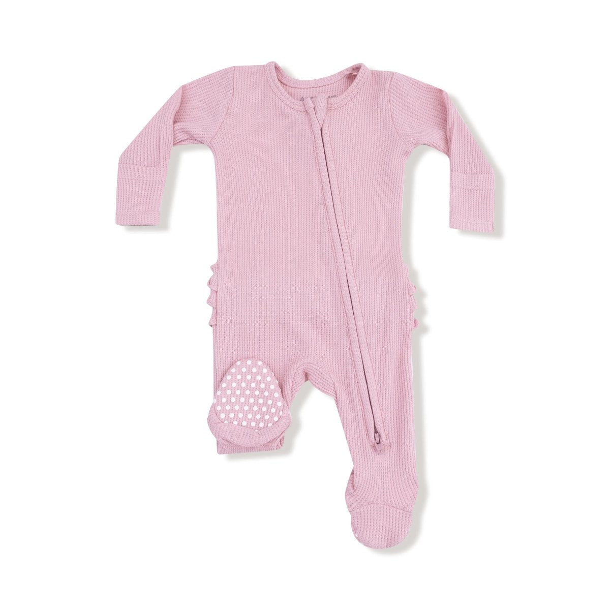 Angel Dear Angel Dear 2 Way Zipper Ruffle Back Footie Waffle Fabric - Everetts Place Boutique - 