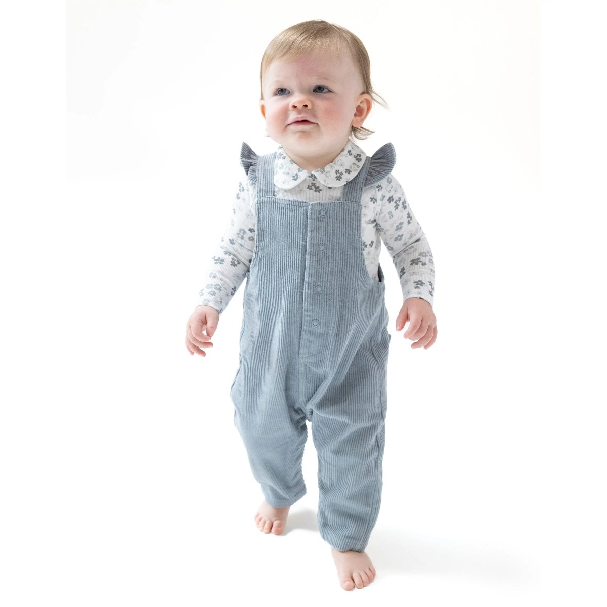 Angel Dear Angel Dear Cozy Front Snap Ruffle Corduroy Overall Baby - Everetts Place Boutique - 