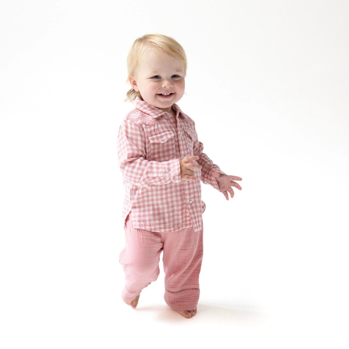 Angel Dear Angel Dear Kids Long Sleeve Western Pearl Snap Shirt - Everetts Place Boutique - 