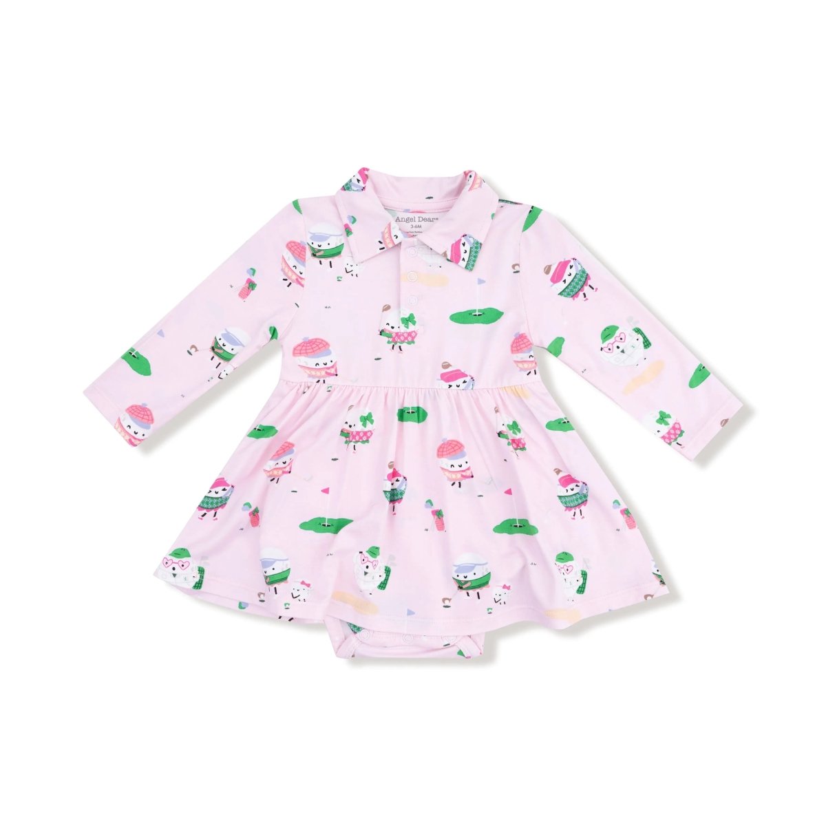 Angel Dear Angel Dear Long Sleeve Polo Bodysuit Dress For Girls - Everetts Place Boutique - 