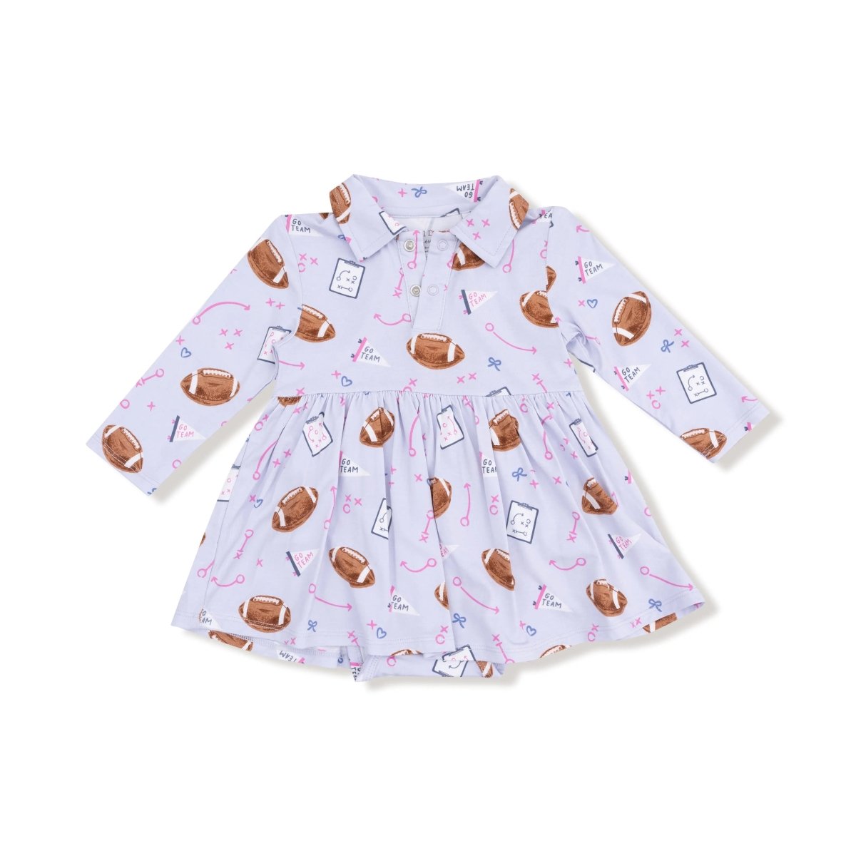 Angel Dear Angel Dear Long Sleeve Polo Bodysuit Dress for Girls - Everetts Place Boutique - 