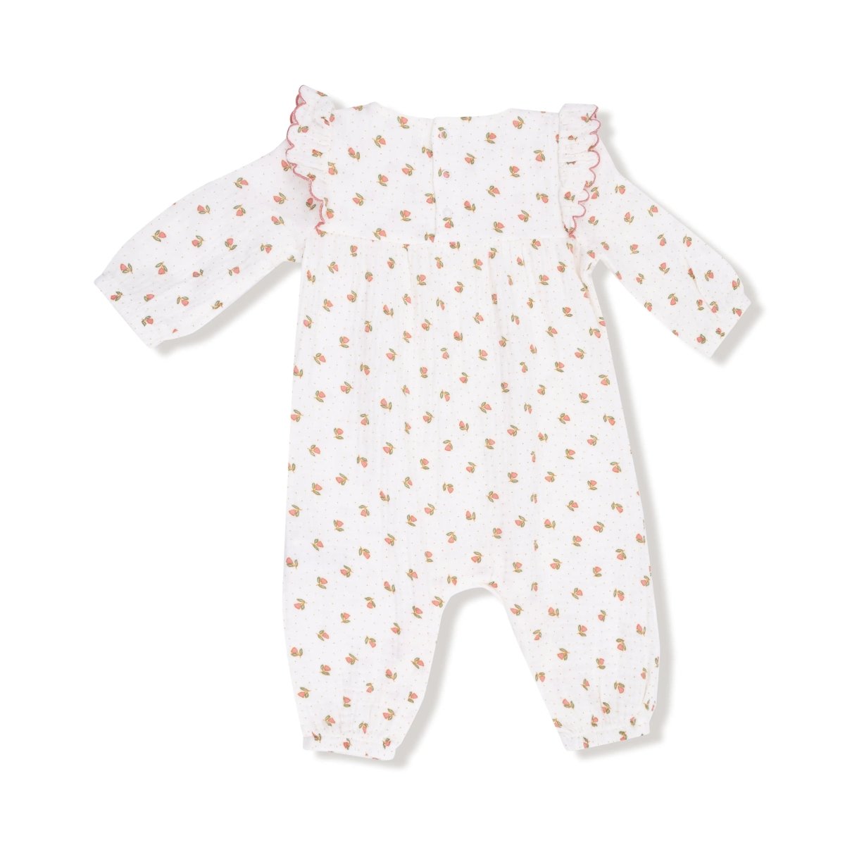Angel Dear Angel Dear Petal Ruffle Long Sleeve Romper Organic Cotton - Everetts Place Boutique - 