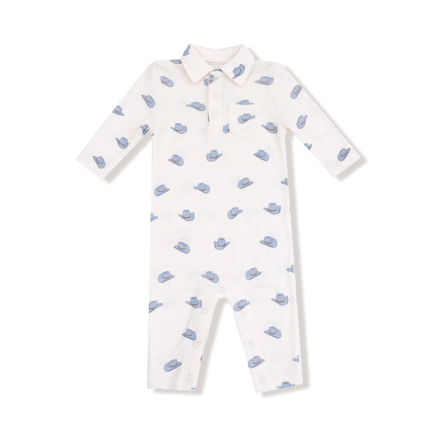 Angel Dear Angel Dear Polo Romper Ribbed Modal Cozy Baby Outfit - 