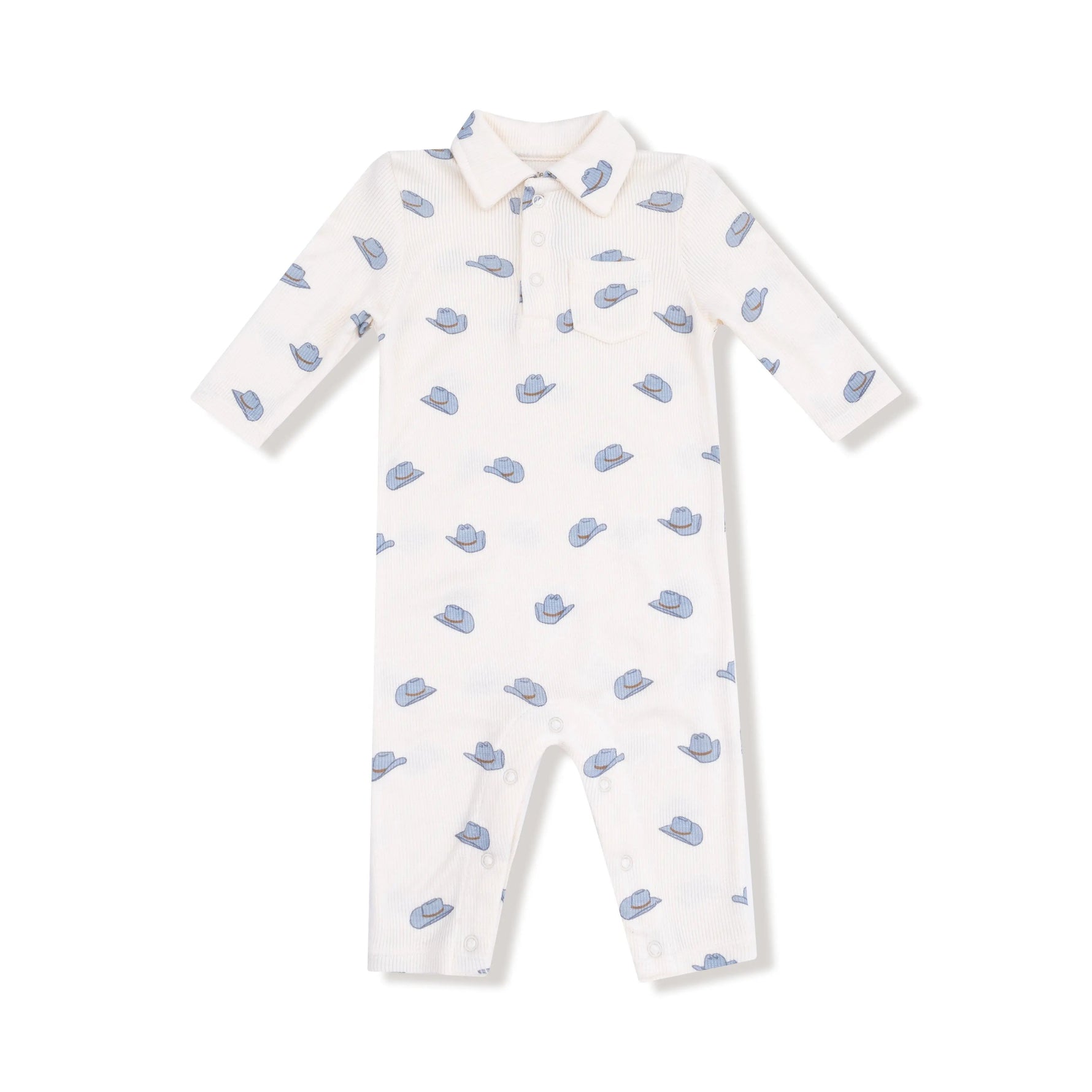 Angel Dear Angel Dear Polo Romper Ribbed Modal Cozy Baby Outfit - 