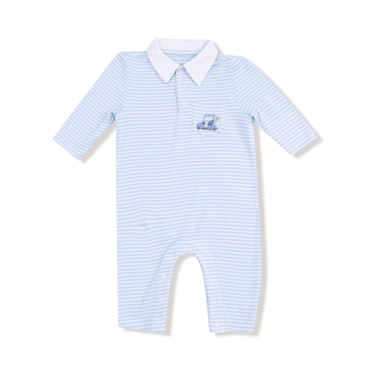 Angel Dear Angel Dear Polo Romper With Golf Cart Applique Silky Bamboo - Everetts Place Boutique - 