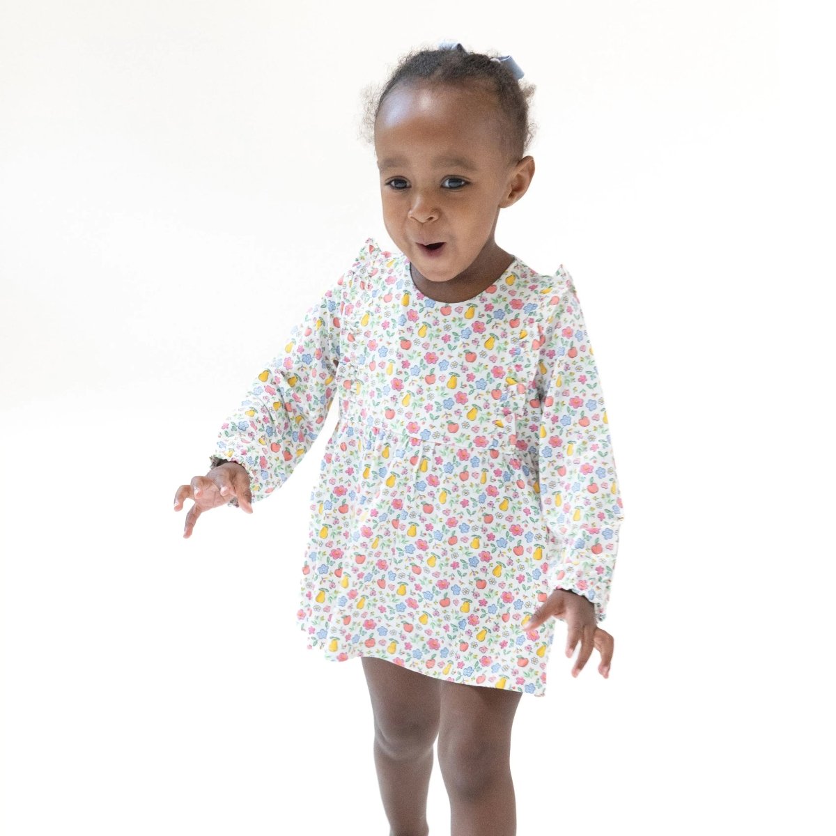 Angel Dear Angel Dear Ruffle Long Sleeve Bodysuit Dress For Fall - Everetts Place Boutique - 