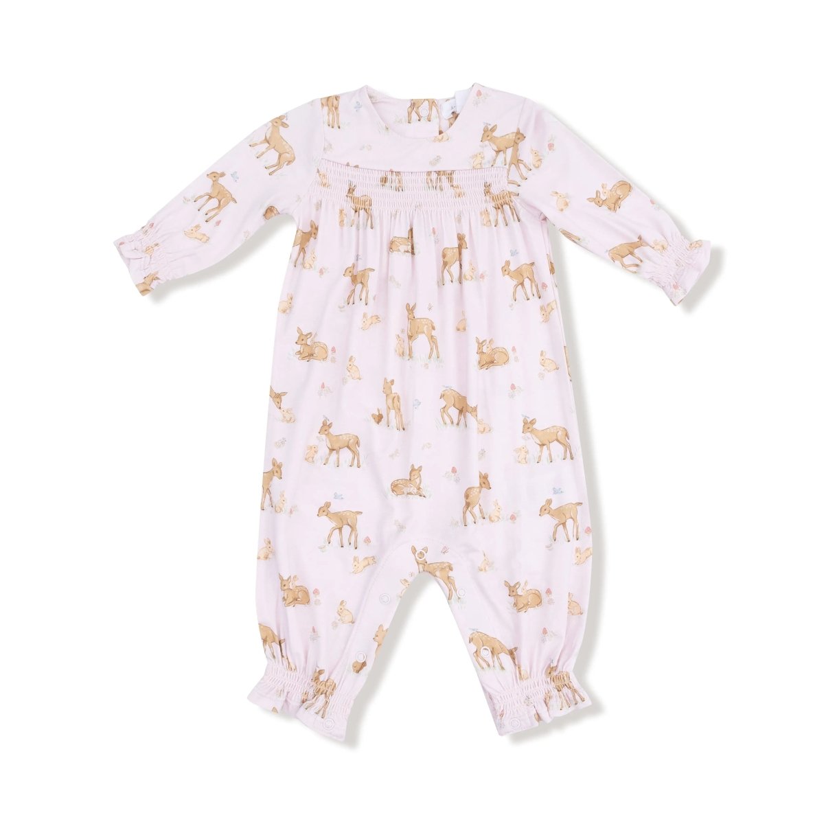 Angel Dear Angel Dear Smocked Long Sleeve Baby Romper Silky Viscose - Everetts Place Boutique - 