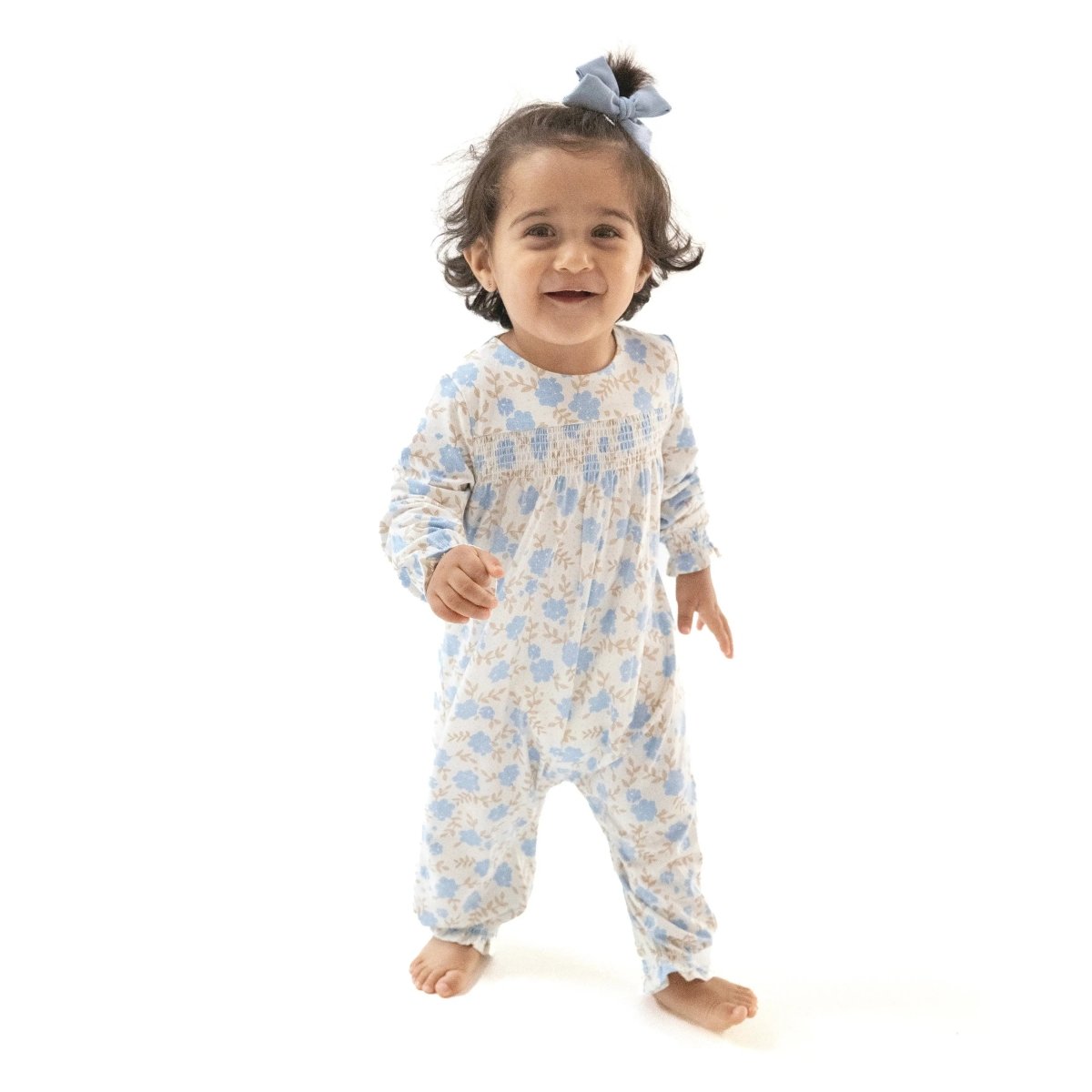 Angel Dear Angel Dear Smocked Long Sleeve Baby Romper Soft Viscose - Everetts Place Boutique - 
