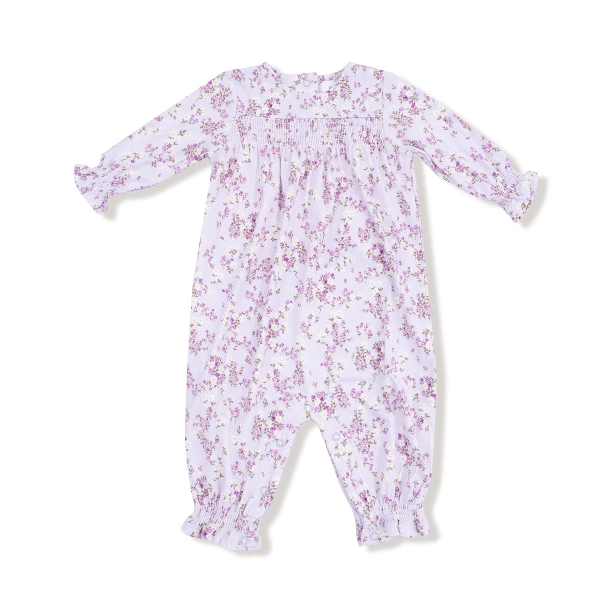Angel Dear Angel Dear Smocked Long Sleeve Baby Romper Viscose Bamboo - Everetts Place Boutique - 
