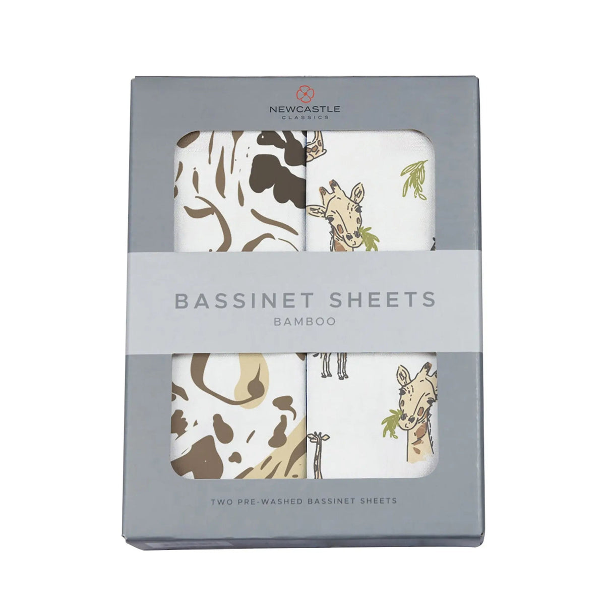 Newcastle Classics Animal Print and Hungry Giraffe Changing Pad Cover/Bamboo Bassinet Sheets - 
