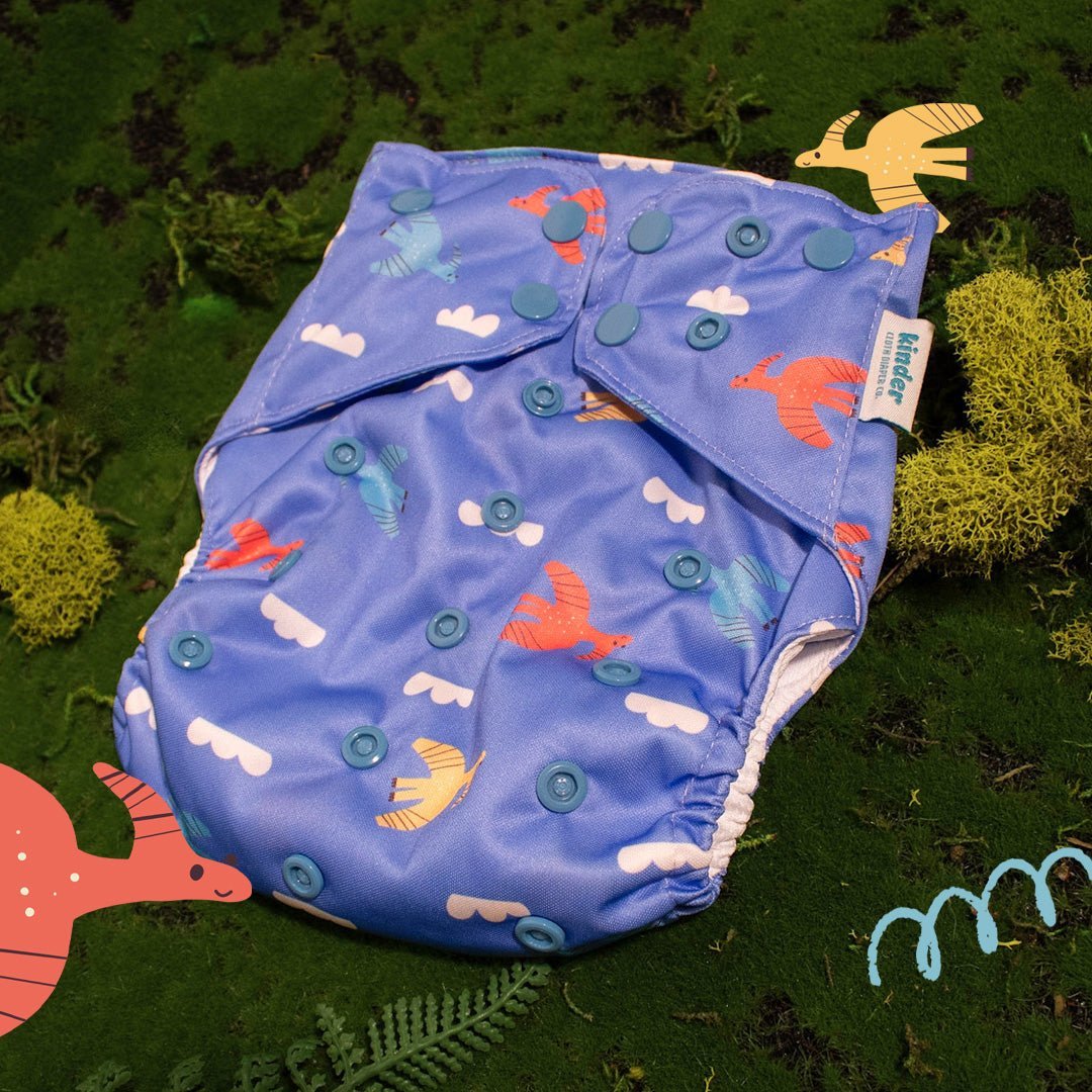 Kinder Cloth Diaper Co. Animals and Insects: Essentials Pocket Cloth Diaper with Athletic Wicking Jersey,