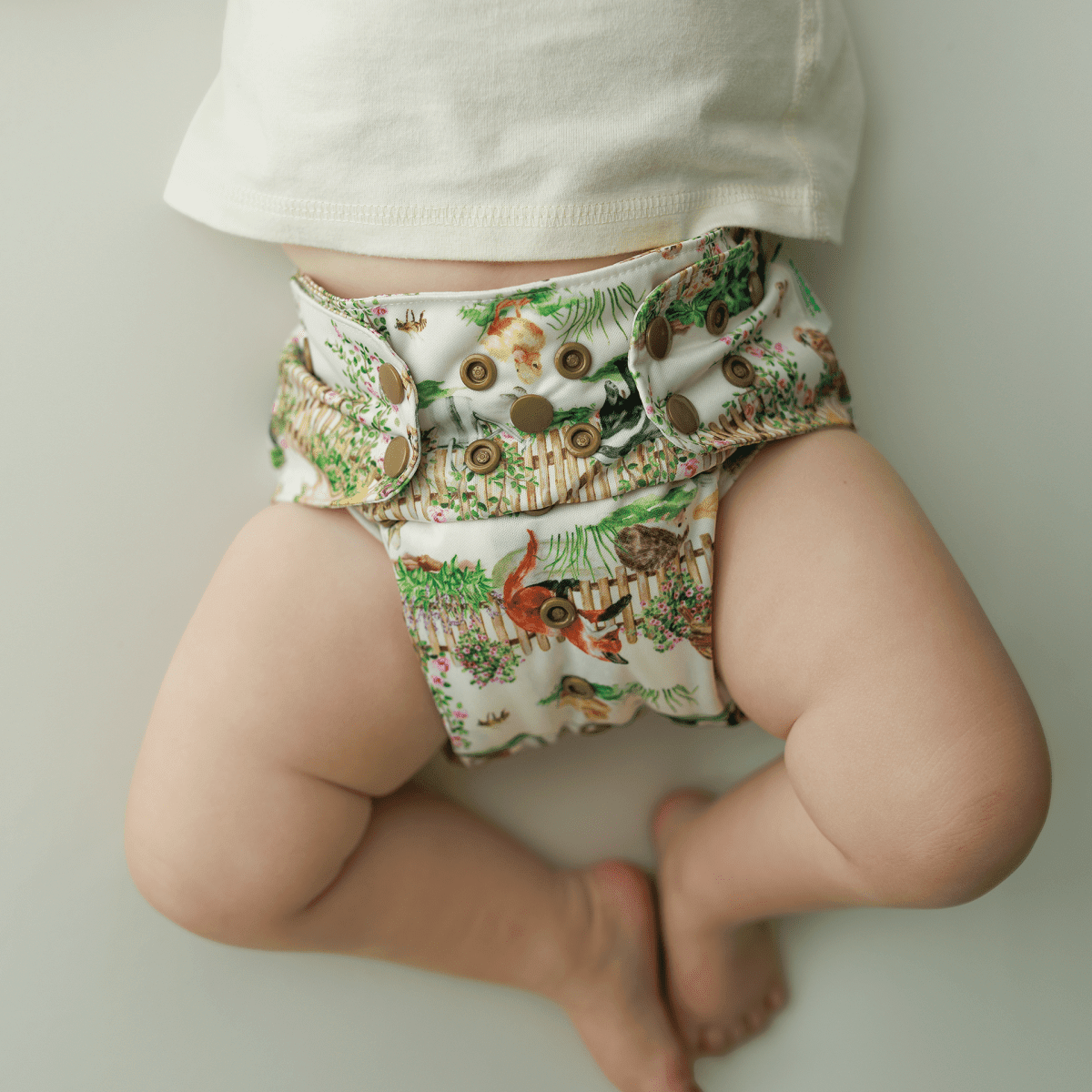 Kinder Cloth Diaper Co. Animals and Insects: Essentials Pocket Cloth Diaper with Athletic Wicking Jersey, Grows with your Baby Everetts Place