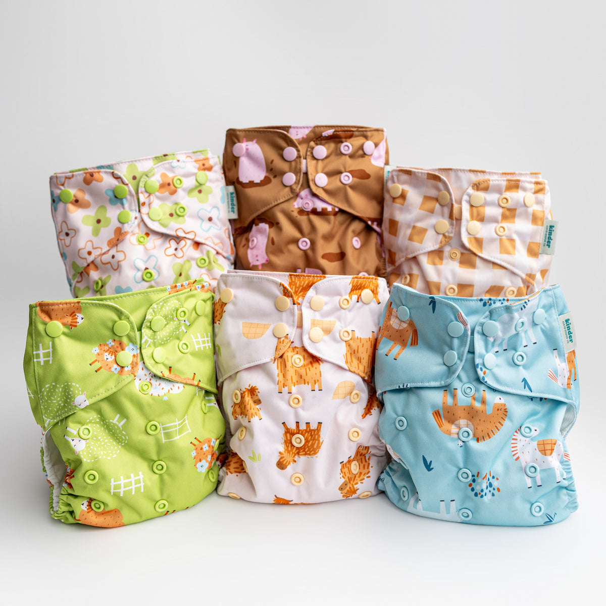 Kinder Cloth Diaper Co. - Animals and Insects: Essentials Pocket Cloth Diaper with Athletic Wicking -