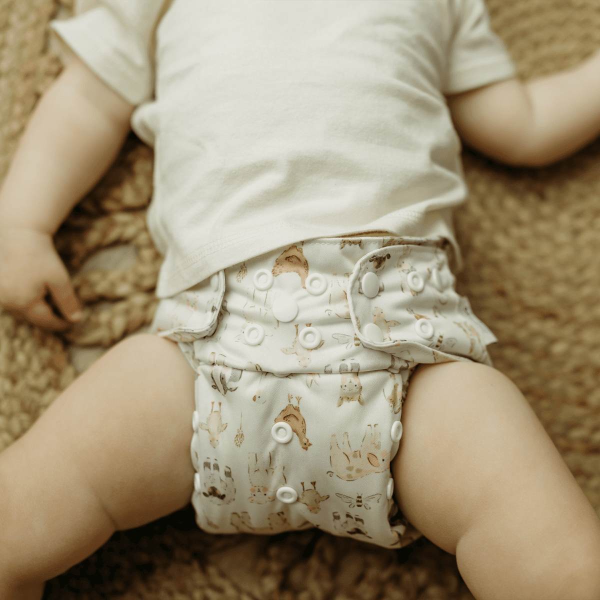 Kinder Cloth Diaper Co. Animals and Insects: Essentials Pocket Cloth Diaper with Athletic Wicking Jersey, Grows with your Baby Everetts Place