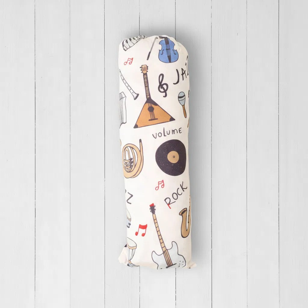 Bamboo swaddle blanket spread out to show its square shape and print