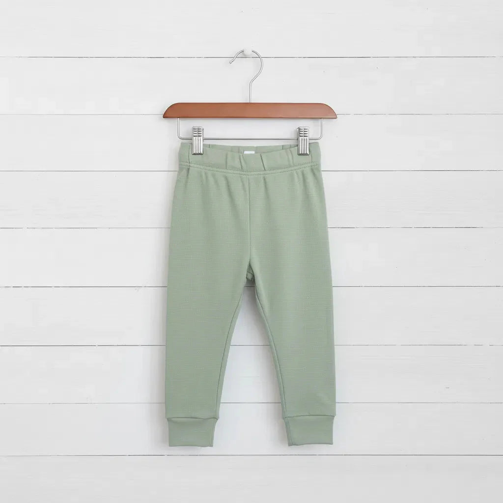 Sage green relaxed-fit baby joggers with elastic waist and drawstring