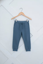 Slate gray relaxed fit baby joggers with elastic drawstring waist