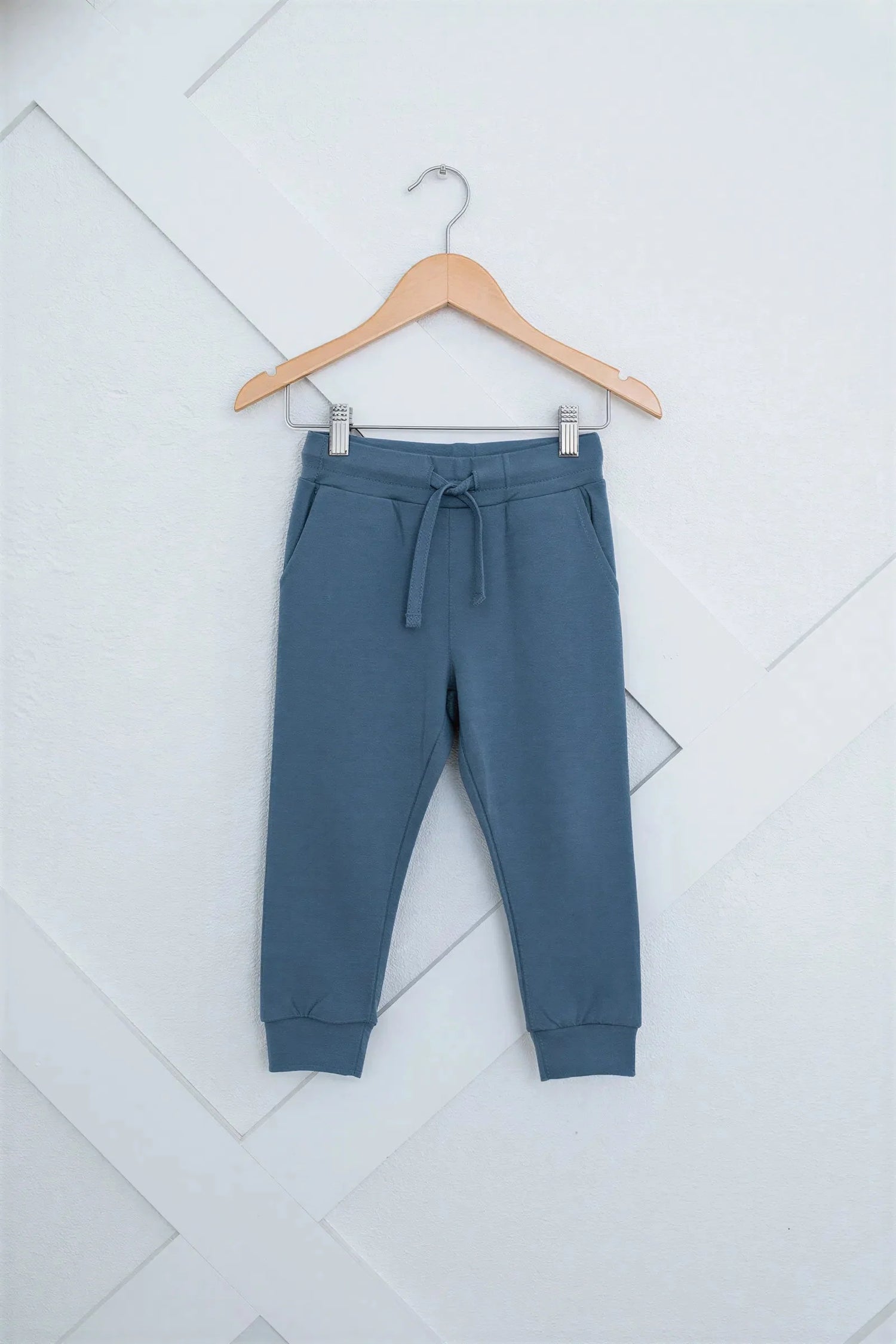 Slate gray relaxed fit baby joggers with elastic drawstring waist