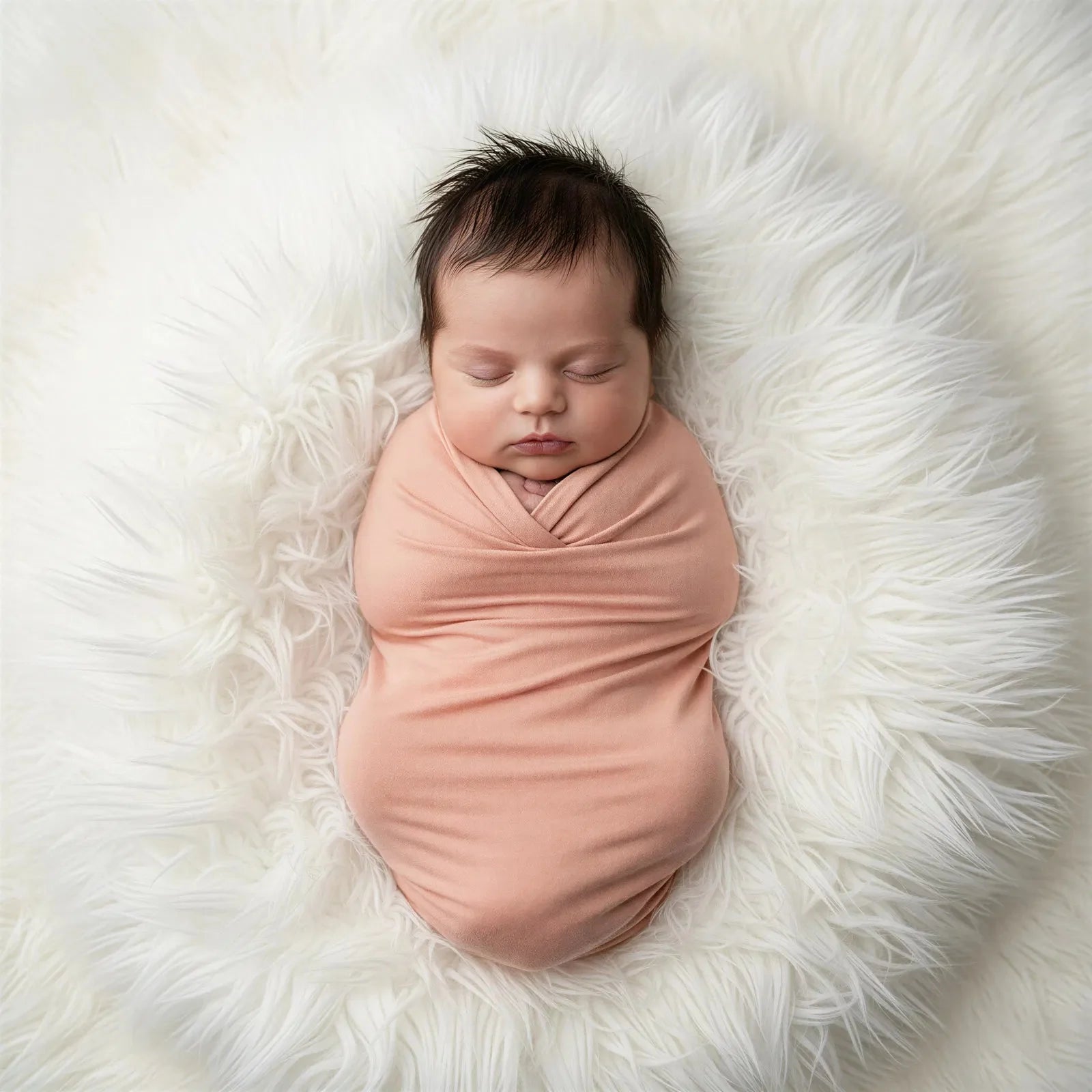 Rose Dawn swaddle blanket in soft rose and pink tones, spread flat as a large square