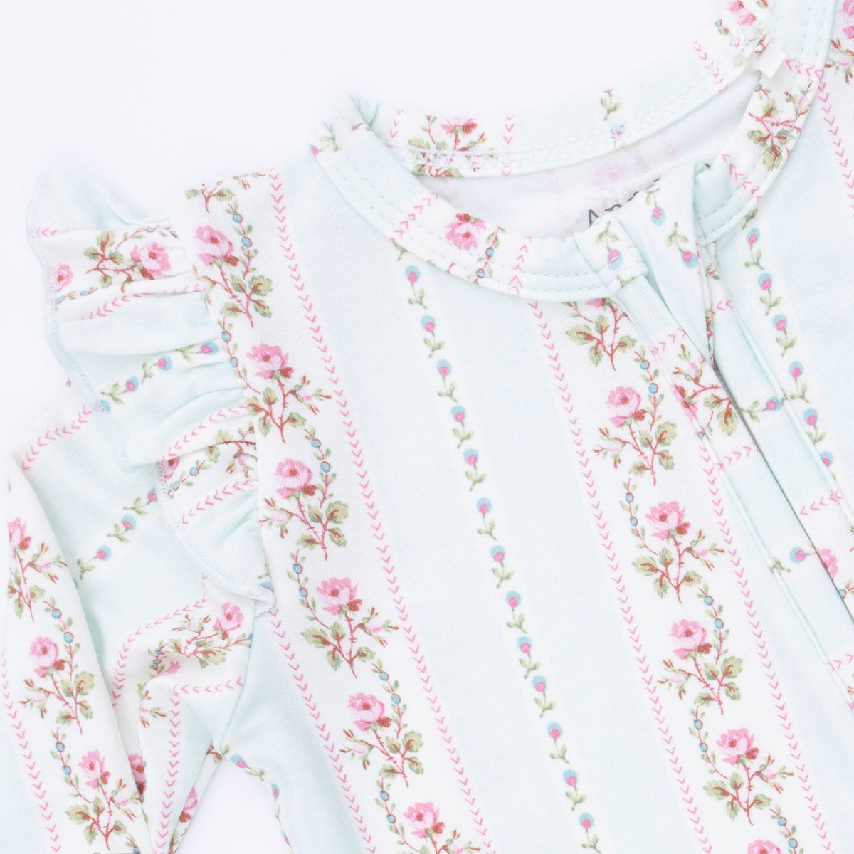 Angel Dear Antoinette Stripe - 2 Way Ruffle Sleeve Zipper Footie - 