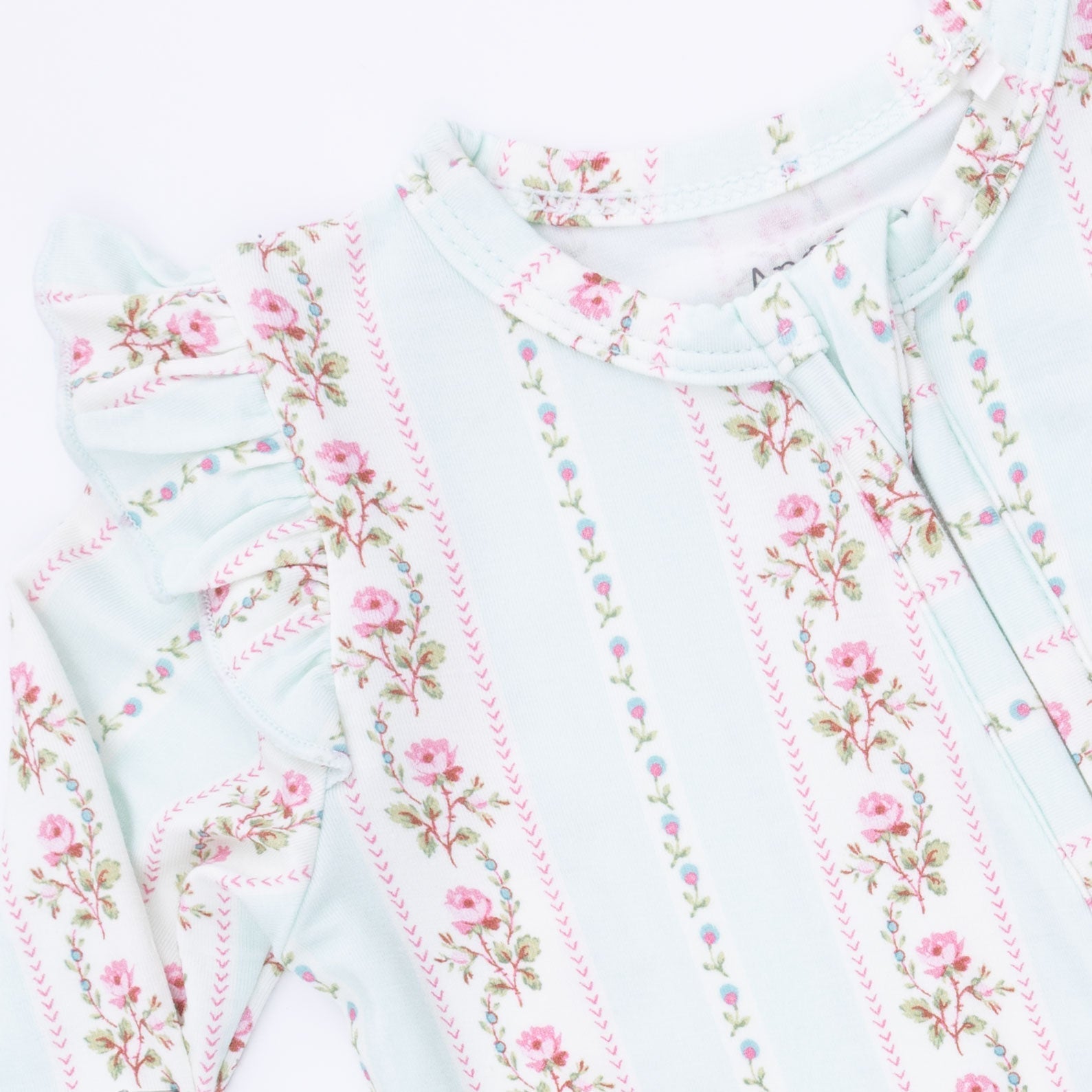 Angel Dear Antoinette Stripe - 2 Way Ruffle Sleeve Zipper Footie - 