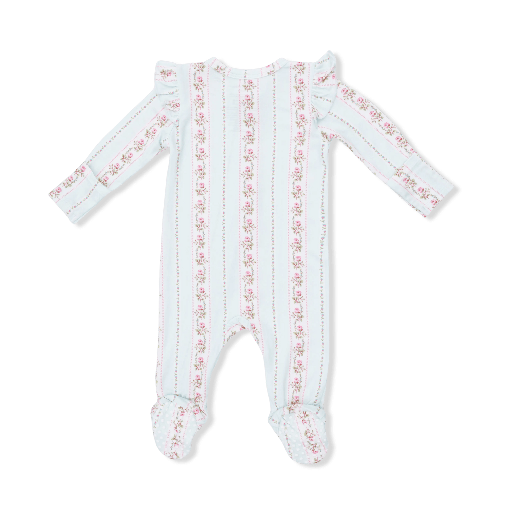 Angel Dear Antoinette Stripe - 2 Way Ruffle Sleeve Zipper Footie & Headband Set - 