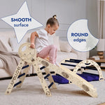 Goodevas Apollo 4in1 Climbing Set: Pikler Triangle, Arch, Slide Board, and Cushion for Little Toddlers Astronauts
