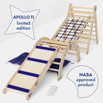 Goodevas Apollo 5in1 Climbing Set: Pikler Triangle, Net, Arch, Slide Board, and Cushion for Little Astronauts