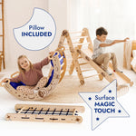 Goodevas Apollo 5in1 Climbing Set: Pikler Triangle, Net, Arch, Slide Board, and Cushion for Little Astronauts