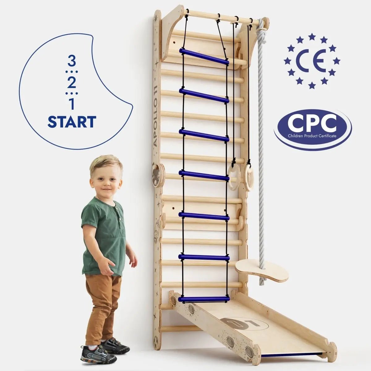 Goodevas Apollo Swedish Wall Climbing Ladder for Little Astronauts Moon Swing Set - Everetts Place Boutique - 
