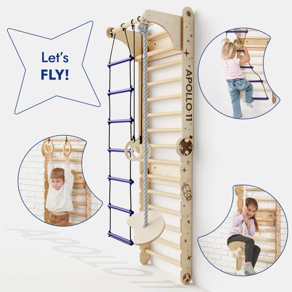 Goodevas Apollo Swedish Wall Climbing Ladder for Little Astronauts Moon Swing Set - Everetts Place Boutique - 