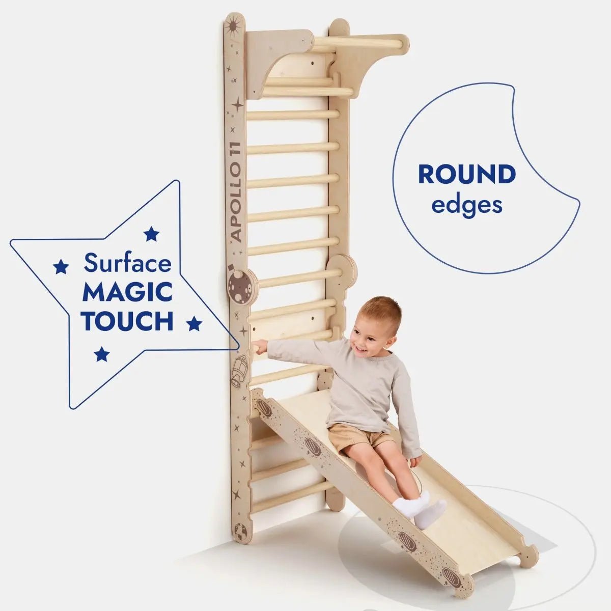 Goodevas Apollo Swedish Wall / Climbing ladder for Little Austronauts + Moon swing Set + Slide Board - 