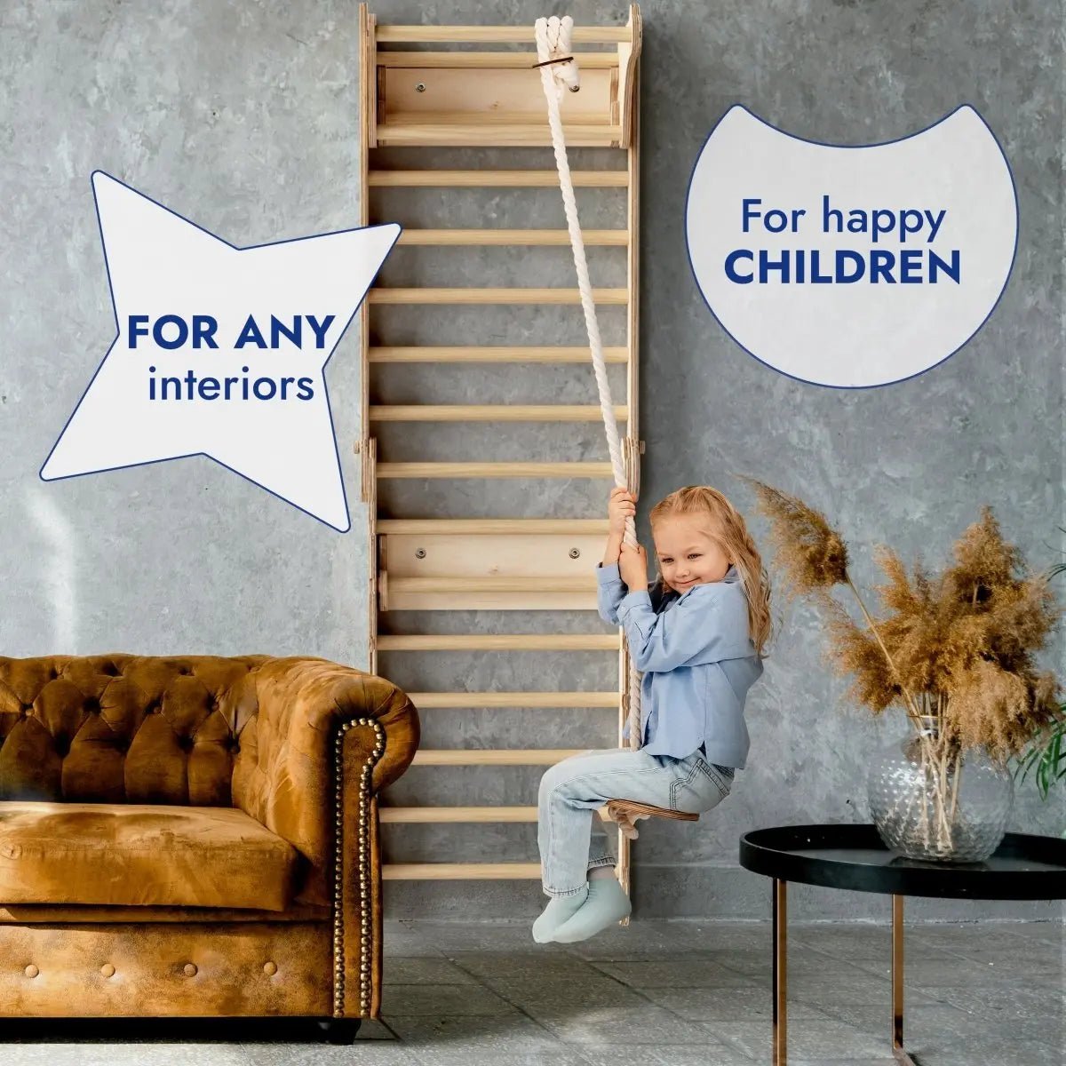 Goodevas Apollo Swedish Wall / Climbing ladder for Little Austronauts + Moon swing Set + Slide Board - 