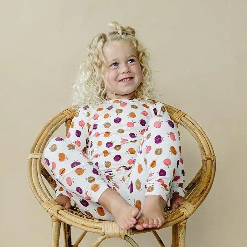Little Joy Co. Apple of My Eye 2pc Bamboo Pajamas - Fall Girls PJs - 