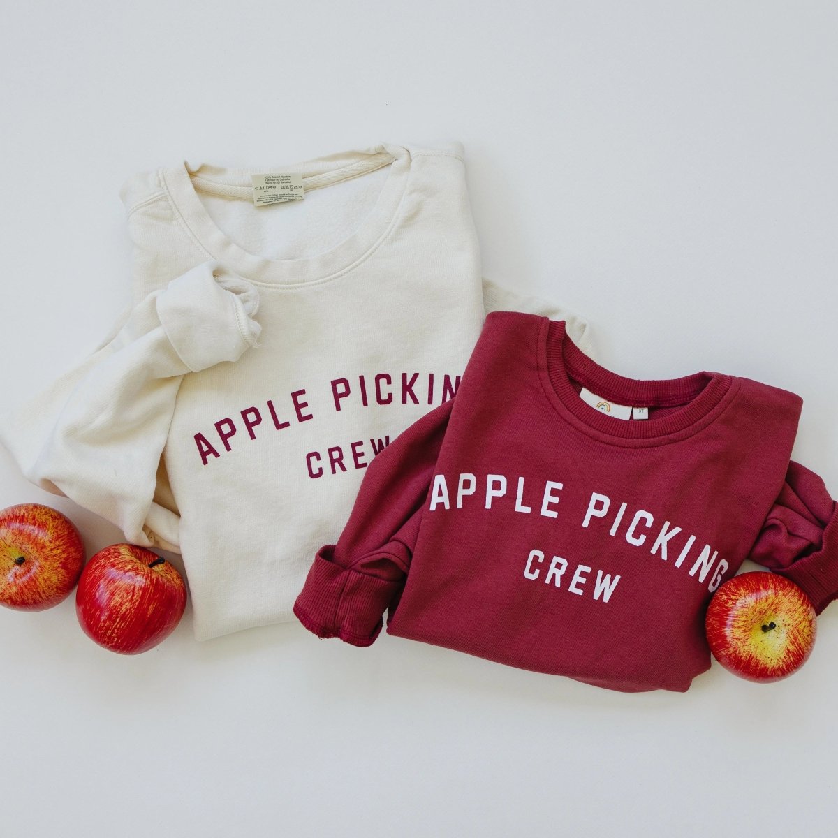 Little Joy Co. Apple Picking Crew Long Sleeve Comfort Colors Tee Ivory - Everetts Place Boutique - 