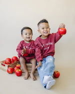 Little Joy Co. Apple Picking Crew Sweatshirt Romper With Snap Closure - Everetts Place Boutique - 