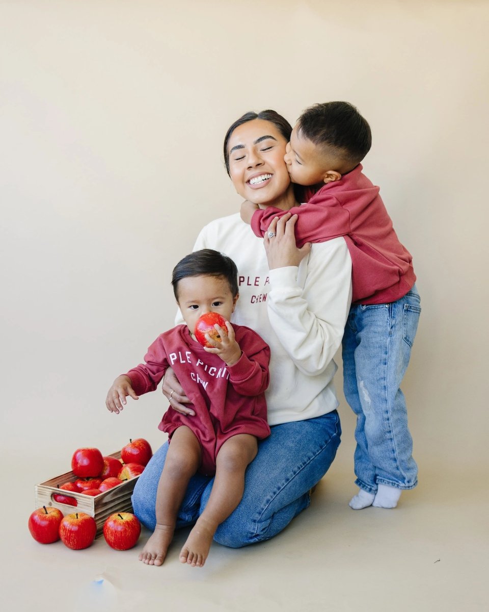 Little Joy Co. Apple Picking Lightweight Crewneck Sweatshirt For Kids - Everetts Place Boutique - 