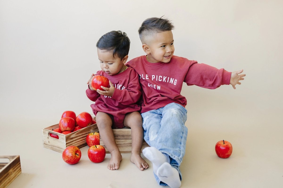 Little Joy Co. Apple Picking Lightweight Crewneck Sweatshirt For Kids - Everetts Place Boutique - 