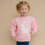 Little Joy Co. Applique Bunny Embroidered Bow Crewneck Sweatshirt - Everetts Place Boutique - 