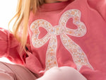 Little Joy Co. Applique Floral Bow Crewneck Sweatshirt Soft Cozy Warm - Everetts Place Boutique - 