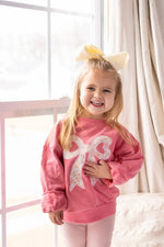 Little Joy Co. Applique Floral Bow Crewneck Sweatshirt Soft Cozy Warm - Everetts Place Boutique - 