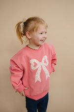 Little Joy Co. Applique Floral Bow Crewneck Sweatshirt Soft Cozy Warm - Everetts Place Boutique - 
